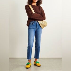 RE DONE 70s High Rise Stove Pipe Frayed Straight Leg Jeans Mid Denim 26